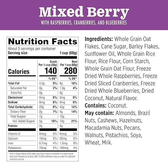 Jordans Slow Baked Granola | Mixed Berry Granola with Raspberries, Blueberries and Cranberries | non-GMO, No Artificial Flavors, Colors, or Preservatives | Better for You Snacks for Adults & Kids | 11.4 oz (Pack of 3)
