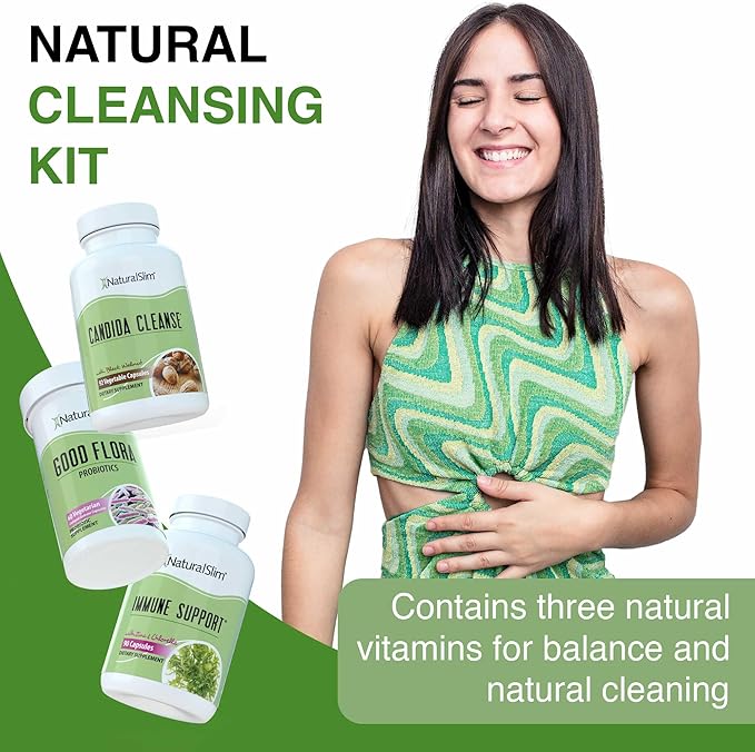 NaturalSlim Candida Cleanse Support Supplements Bundle - Candiseptic Kit Anti Overgrowth, Gut & Colon Cleansing Capsules - Formulated by Frank Suarez (2 Pack)