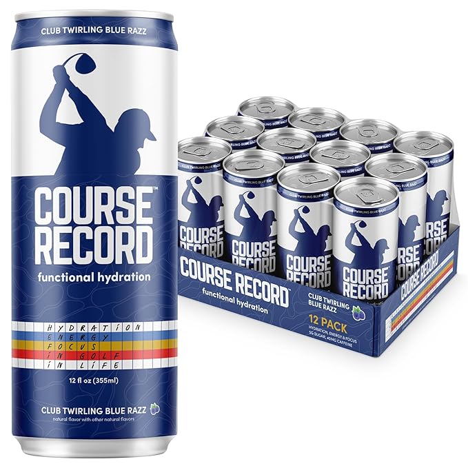 Functional Hydration Drink for Golfers – COURSE RECORD Variety Pack – Electrolytes, Calm Energy & Focus – Healthy Sports Drink – 12-Pack (12oz Cans) – Low Sugar, Low Caffeine
