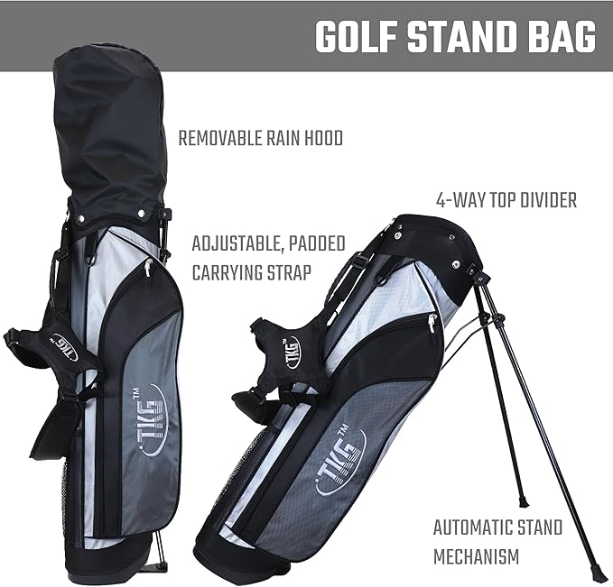 TKG Sports Youth Golf Set - Kids Golf Clubs, Stand Bag, Rain Cover, Glove, Towel, Tees, Balls - Great for Summer Camp Activity, Outdoor Games, and Recreation