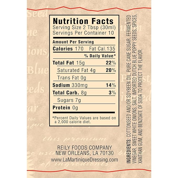La Martinique Original Poppy Seed Dressing 10 Ounce Bottle (Pack of 6)