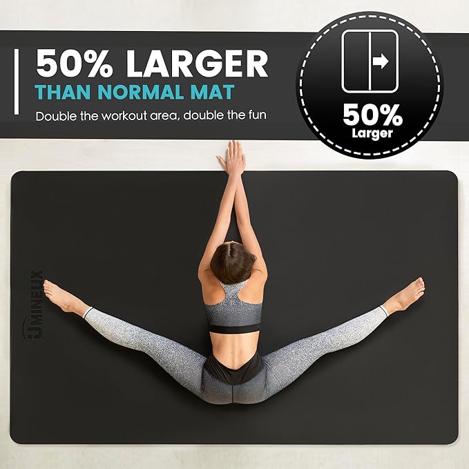 Large Yoga Mat for Men and Women 1/4 & 2/5 Inch Extra Thick TPE Fitness Mat for Home Gym Workout, Non-Slip, Eco Friendly Exercise Mat for Yoga, Pilates, Stretching, Meditation