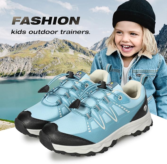 UOVO Boys Girls Hiking Shoes Kids Waterproof Running Trail Fashion Sneakers Breathable Lightweight Non-Slip Outdoor Walking Sports Shoe(Little/Big Kids)