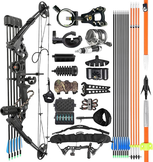 Archery Bowfishing Compound Bow Kit Ready to Fish Kit with Bowfishing Reel, Bow Fishing Arrows Right & Left Handed for Adult/Youth Fishing Hunting Target Shooting