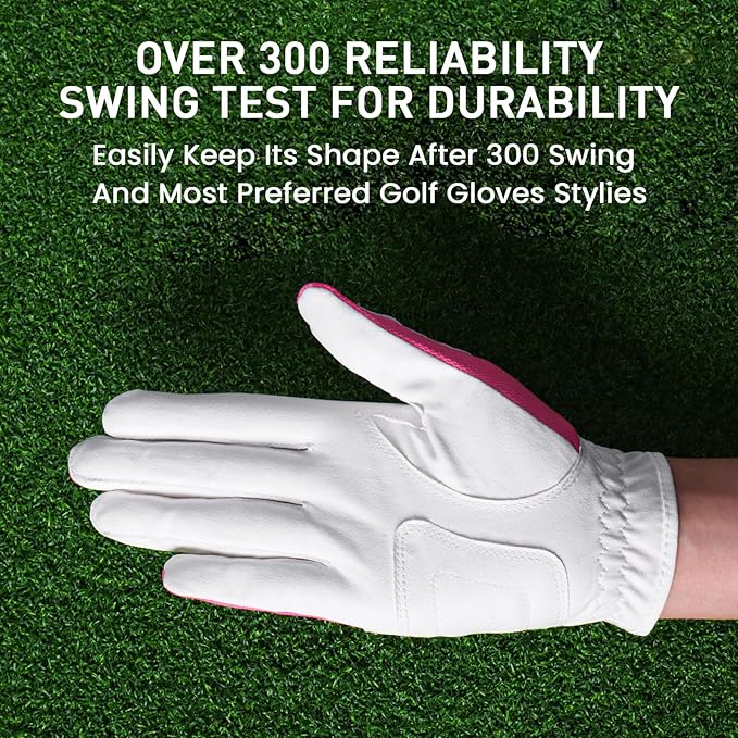 Golf Gloves Women Left Right Handed Golfer Rain Grip Hot Wet All Weather Value 2 Pack, Left Hand Right Pink Womens Golf Glove Breathable Flexible Mesh for Ladies