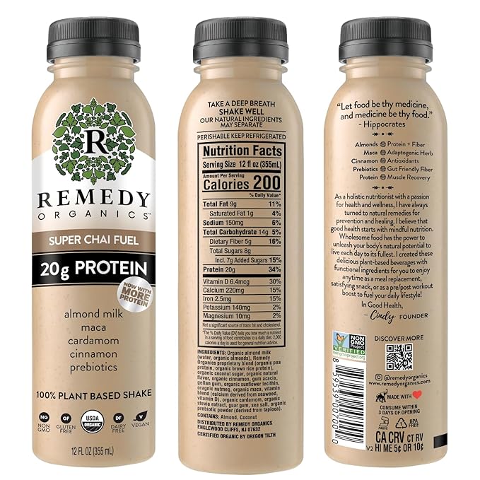 Remedy Organics Protein Variety 12-Pack | Plant Based Protein Shakes, Ready to Drink | USDA Organic, Gluten Free, Dairy Free, Soy Free
