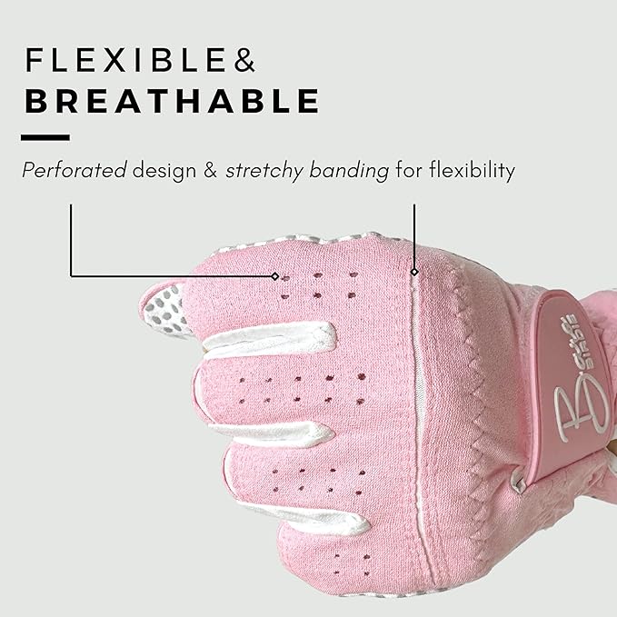 Left Hand Golf Gloves Women 2 Pack Girl Ladies Sports Silicon Non-Slip Extra Grip All Weather Season Tennis