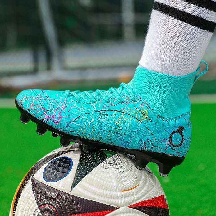 Boys' Soccer Shoes Kids Firm Ground Soccer Cleats Girls Athletic Sneakers Outdoor Turf Football Shoes for Little/Big Kid
