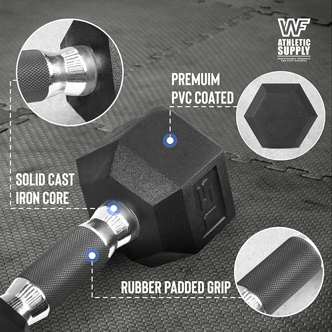 WF Athletic Supply 200Lb Dumbbell Set, 10-30Lb Dumbbell Set with A Frame Storage Rack for Muscle Toning, Strength Building & Weight Loss - Multiple Choices Available