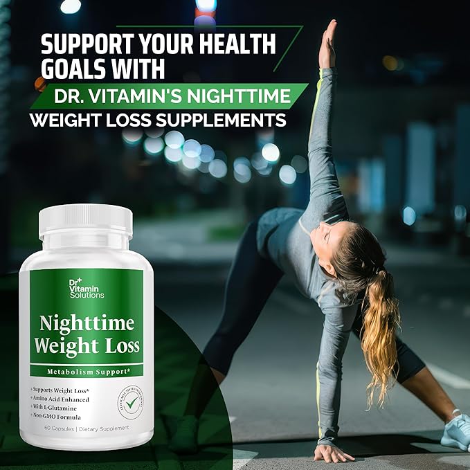 DR VITAMIN SOLUTIONS Nighttime Fat Burner Supplements - Appetite Suppressants for Weight Loss - Night-Time Fat Burner for Women and Men Supporting Sleep & Relaxation - Weight Loss Pills - 60 Capsules