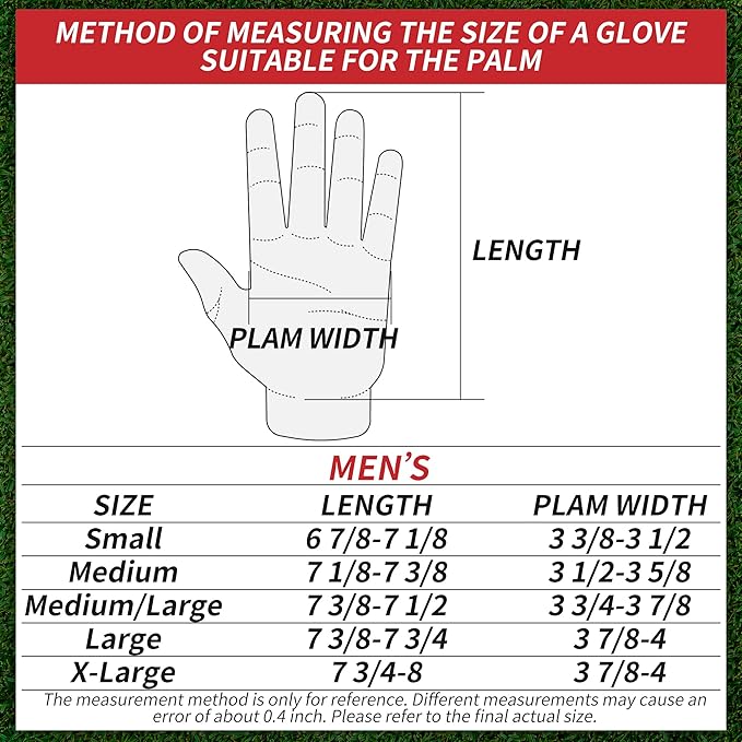 Golf Glove Men Left Hand Premium Leather Grip Soft Breathable Durable Fit All Weather with Golf Tee and Divot Repair Tool