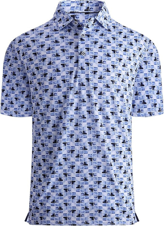 Damipow Premium Golf Shirts for Men Dry Fit Performance Polo Short Sleeve Collared Shirt