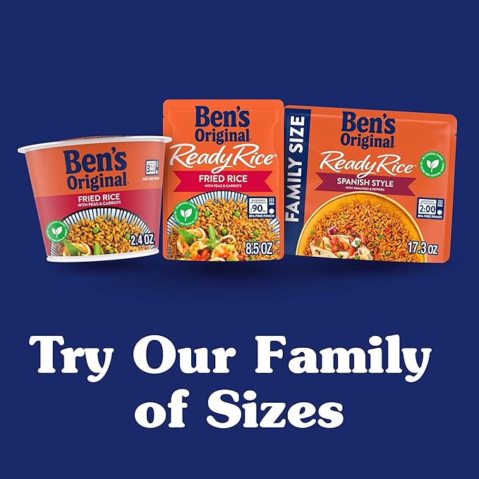 BEN'S ORIGINAL Fried Rice Single Serve Cup, Snack or Side, Microwave in 3.5 Minutes, 2.4 oz (Pack of 8)