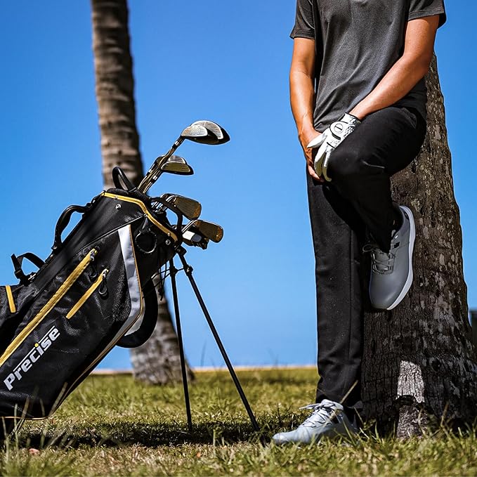Precise M8 Men’s Golf Clubs Set – Complete 17-Piece Right-Handed Set with Driver, Fairway Wood, Hybrids, Irons (6-SW), Putter, Stand Bag & Headcovers – Kevlar Graphite Shafts – Regular/Tall Sizes