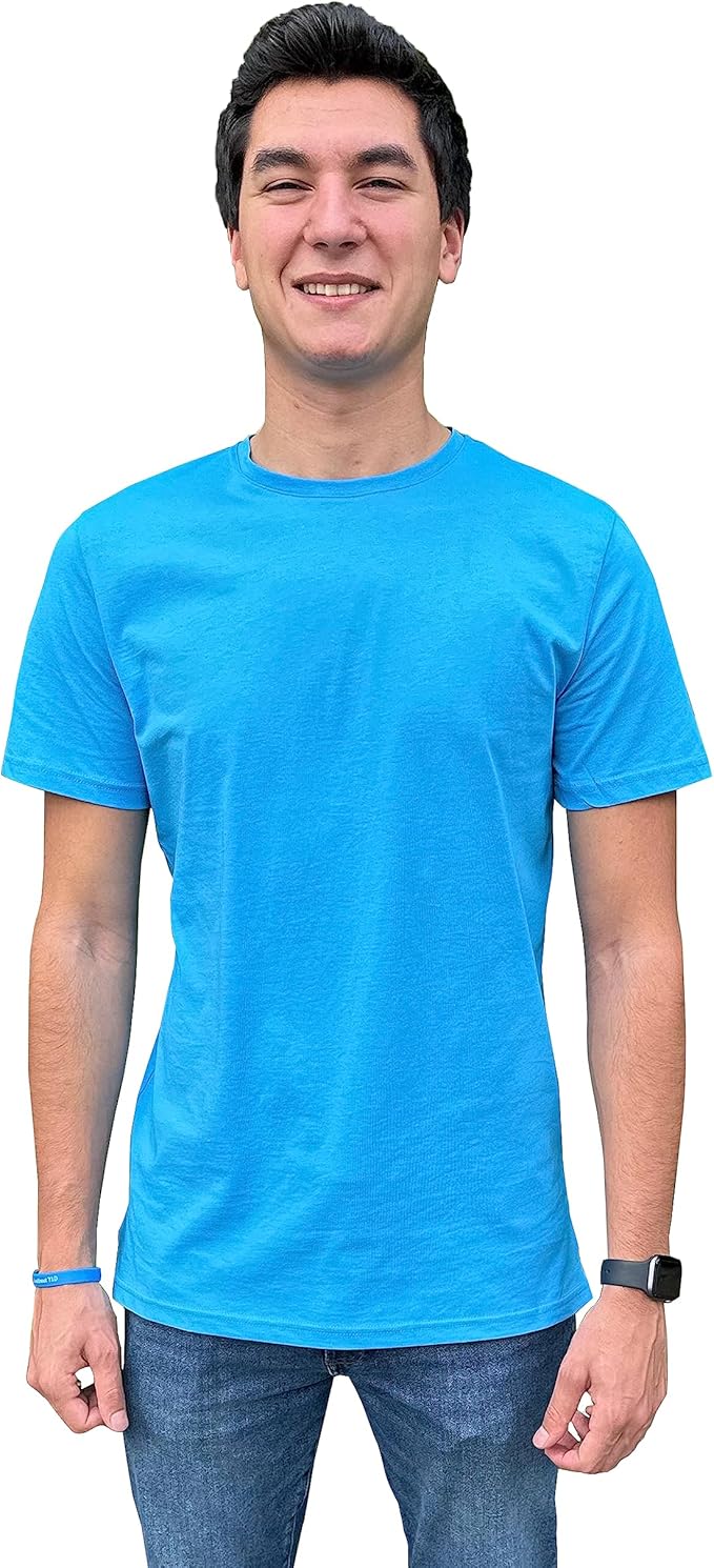 Men's Short Sleeve Crewneck T-Shirt 100% Cotton - Classic Colors - Breathable Mesh Fabric - Ideal for Sports & Everyday Wear