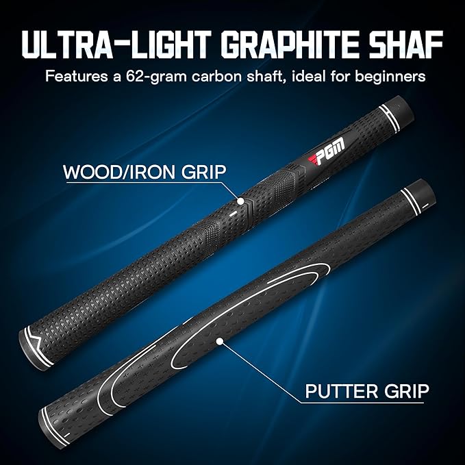 PGM Men's G Type Complete Golf Club Set - Titanium #1 Driver, Draw-Biased Hybrid, High-Strength Iron Set, High Forgiveness Putter, with Stand Bag