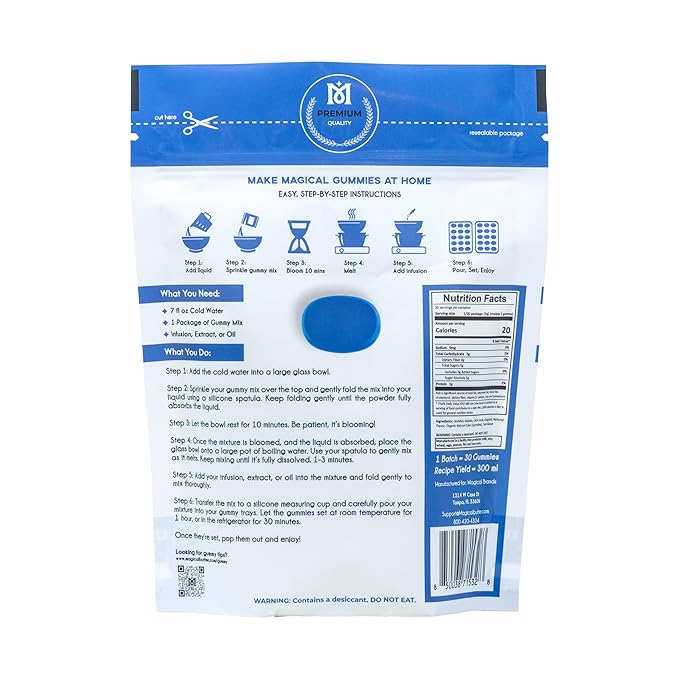 MAGICAL BUTTER Organic Premium Blue Raspberry Gummy Mix - Low Calorie, Zero Sugar Snacks, Sugar Free, Healthy Candy for Adults