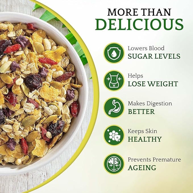 Sunbest Natural Fruit & Nut Granola – 5 lb Bulk Bag – Crunchy Oats, Raisins & Pumpkin Seeds – Non-GMO, Kosher – Perfect for Snacking, Breakfast & Baking