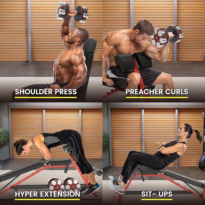 Fitness Reality 3-in-1 FID Weight Bench, Hyper Back Extension, Roman Chair, Adjustable Ab Sit up Bench, Incline Decline Bench