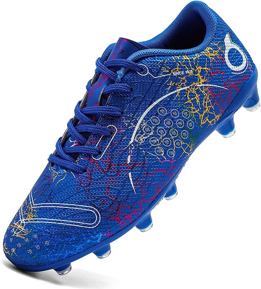 Boys' Soccer Shoes Kids Firm Ground Soccer Cleats Girls Athletic Sneakers Outdoor Turf Football Shoes for Little/Big Kid