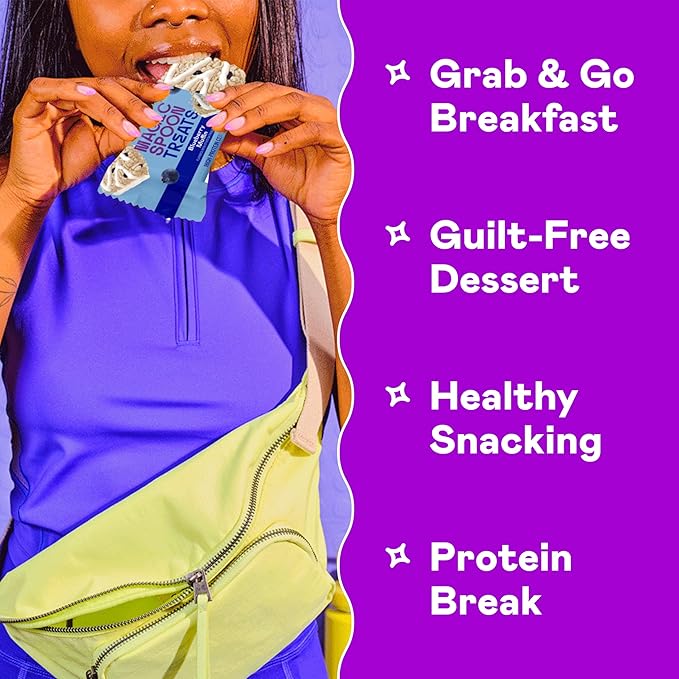 MAGIC SPOON Treats - High Protein, Low Carb, Keto Friendly, Low Sugar, Gluten Free, Crispy Protein Bar Cereal Bar, On-The-Go Healthy Snack (8 Blueberry Muffin Bars, 8 Double Chocolate Bars)