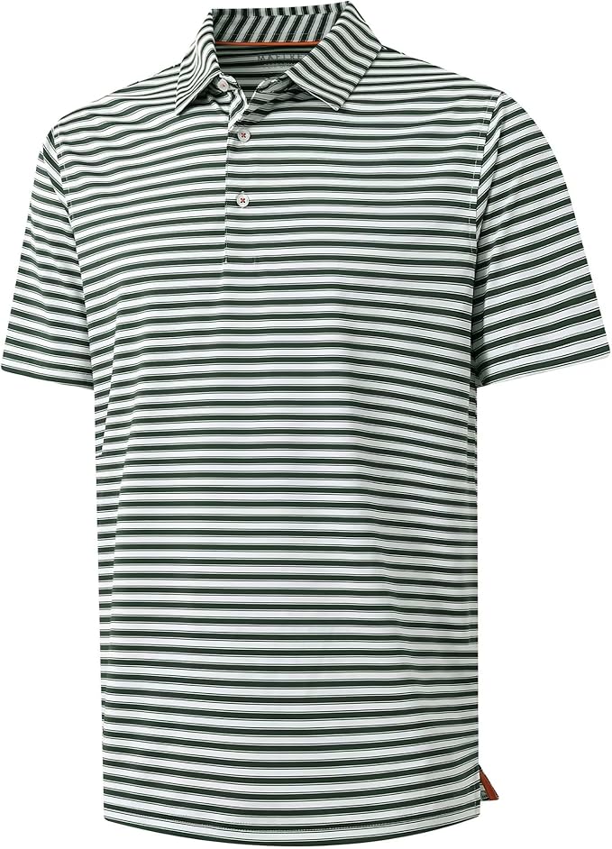 M MAELREG Golf Shirts for Men Short Sleeve Dry Fit Casual Striped Performance Moisture Wicking Collared Mens Polo Shirts