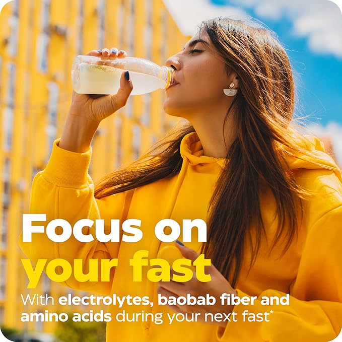 Enzymedica, Fasting Today, Intermittent Fasting Drink Mix with Electrolyte Powder Supplement for Hydration, Appetite and Muscle Health, Keto Friendly, Tropical Pineapple Flavor, 24 Servings