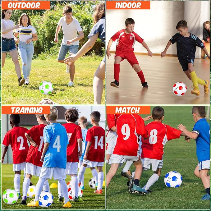 12 Pack Operation Christmas Bulk Items Soccer Ball with Pump Needles, Official Size 3/4/5 Soccer Ball Deflated Gift for Christian Charity Donation Training Practice