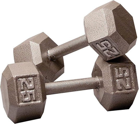 Body-Solid Cast Iron Hexagon Dumbbell, Hand Weights For Men and Women, Weight Dumbbells for Strength Training, Body Building Home Gym Training Gear