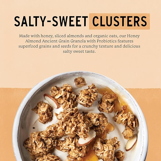 Purely Elizabeth, Honey Almond, Ancient Grain Granola with Probiotics, Gluten-Free (3 Ct, 8oz Bags)