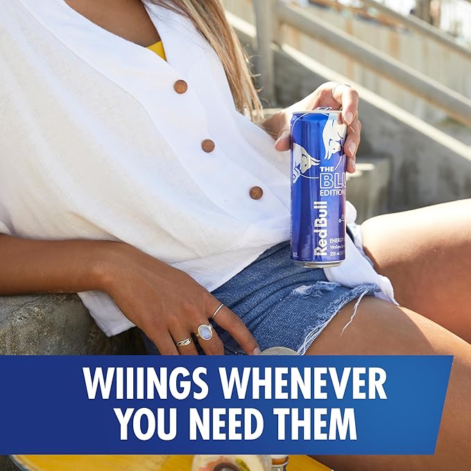 Red Bull Blue Edition Energy Drink, Blueberry, with 114mg Caffeine plus Taurine & B Vitamins, 12 Fl Oz, Pack of 24 Cans