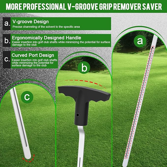 Golf Grip Removal Tool, V-Groove Grip Remover Saver Gripping Tool for Removing Golf Club Grips (1 Pcs)