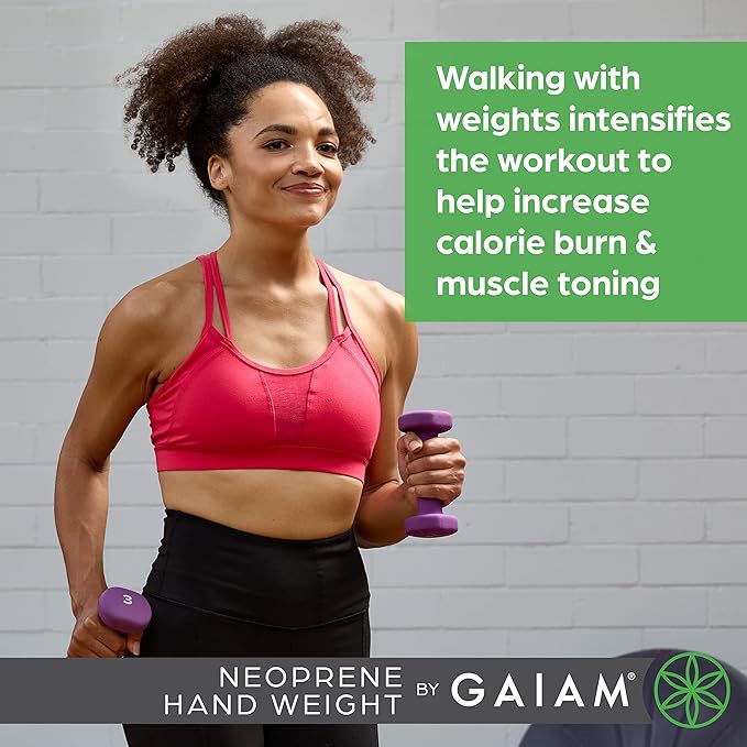 Gaiam Dumbbell Hand Weight (Sold in Singles) - Neoprene Coated Exercise & Fitness Dumbbell for Home Gym Equipment Workouts Strength Training Free Weights for Women, Men