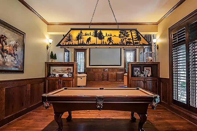 TOCHIC Tiffany Pool Table Lights, 5 Rustic Bigfoot Billiard Chandelier Lights for Over Table, 60" Farmhouse Western Billiard Light for Game Room Man Cave Club Barn