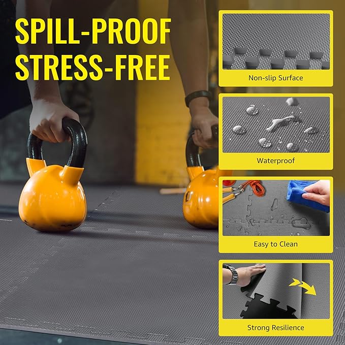Hulkfit Puzzle Exercise Mat with EVA Foam Mat Interlocking Floor Tiles for Home Gym Mats Flooring for Garage Floor Padding for Kids Exercise Equipment Mats