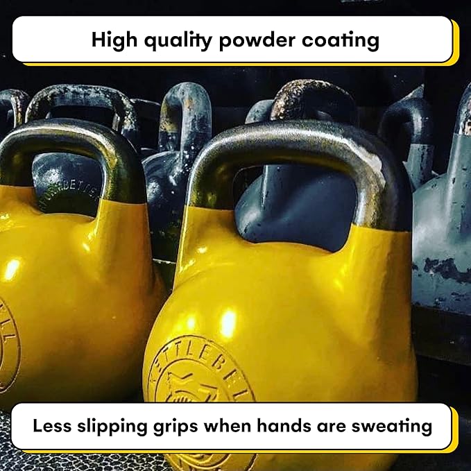 Kettlebell Kings Competition Kettlebells Weight (33mm handle) 4-32 KG | Hand weights Workout Gym Equipment & Strength training sets for Women & Men | Weights set for Home Gym