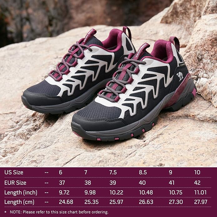 CAMELSPORTS Women's Hiking Shoes Waterproof Lightweight Trail Running Shoes Non-Slip Breathable Outdoor Sneakers for Trekking Walking