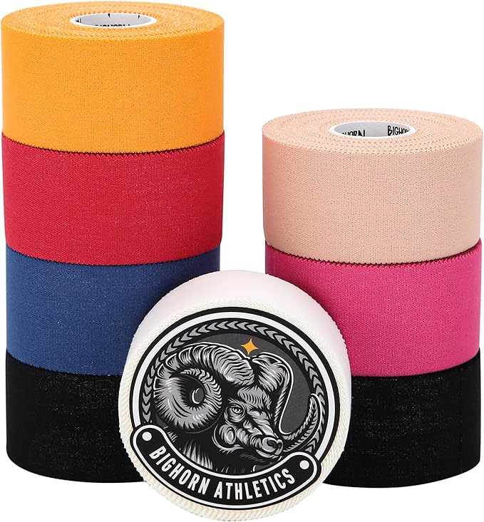 Bighorn Athletics Sports Tape | EZ-Tear Pink Athletic Tape for Wrist, Ankle & Foot Support | Zinc Oxide Infused & Latex-Free Adhesive, Breathable Cotton Fabric, 1.5-Inch x 45-Feet, 4 Rolls, Pink
