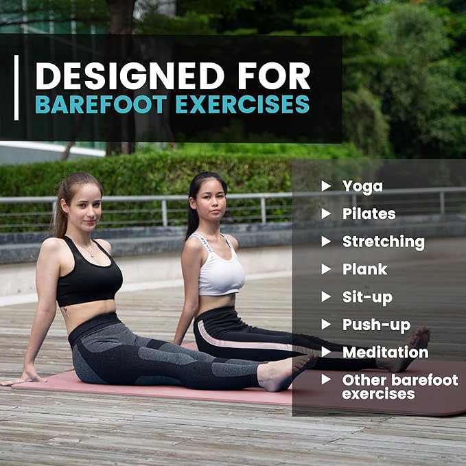Large Yoga Mat for Men and Women 1/4 & 2/5 Inch Extra Thick TPE Fitness Mat for Home Gym Workout, Non-Slip, Eco Friendly Exercise Mat for Yoga, Pilates, Stretching, Meditation