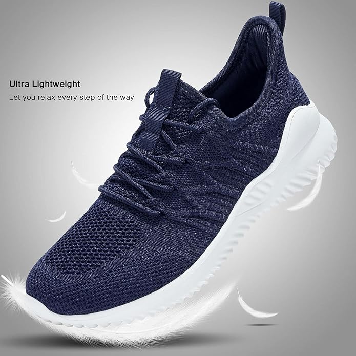 Mens Slip On Running Shoes Athletic Walking Trainers Lightweight Breathable Mesh Tennis Sneakers