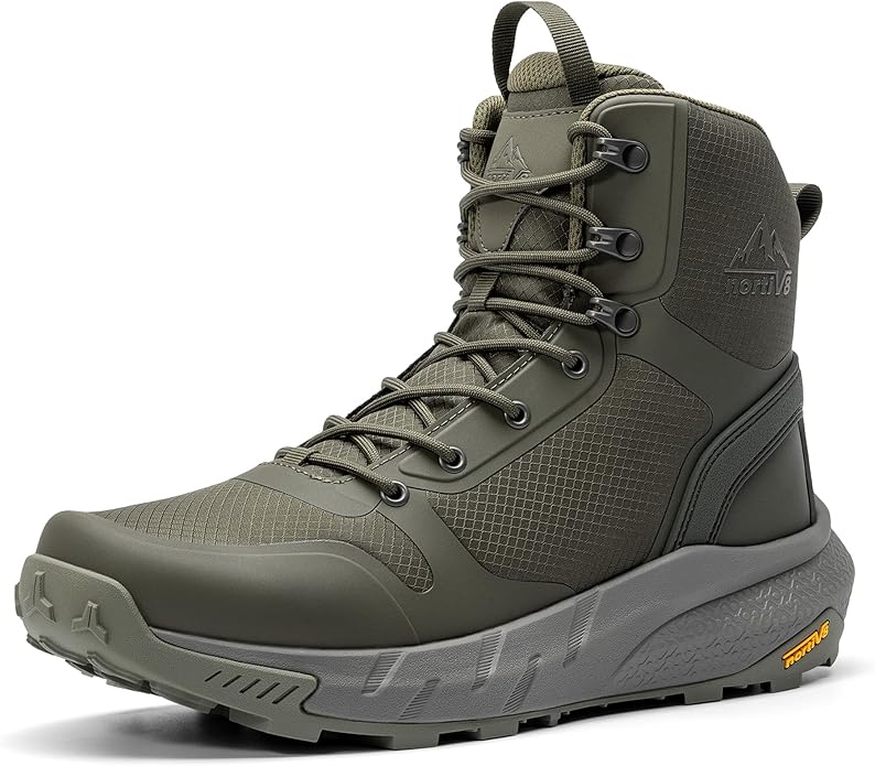 NORTIV 8 Men's Military Tactical Boot Lightweight Comfortable Boots for Work All Day Side Zipper Motorcycle Combat Hiking Boots Metrostrike(8-9 Inches)