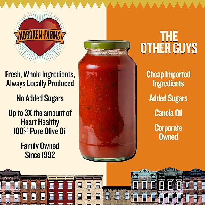 Hoboken Farms Vodka Sauce – No Sugar Added, Low Sodium, Non-GMO, Preservative-Free, Low Carb, Keto – Better For You Pasta Sauce! (25 Fl Oz, Pack of 2)
