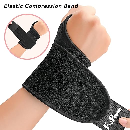 Carpal Tunnel Wrist Brace for Right Left Hand 2 Pairs, Wrist Support Wraps for Women Men, Adjustable Wrist Brace for Tendonitis, Arthritis, Weightlifting, Sports, Day Night Support, Nude&Black