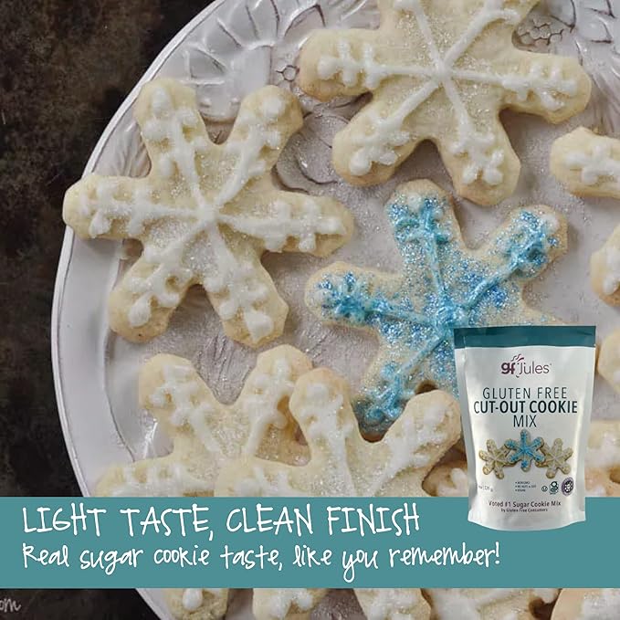 gfJules Certified Gluten Free Cut Out Cookie Baking Mix | Tollhouse Style | Bars or Cookies | No Grit, Non-GMO, Vegan | Certified Top 9 Allergen-Free & Kosher | Make 36 Sugar Cookies | 19 Ounces