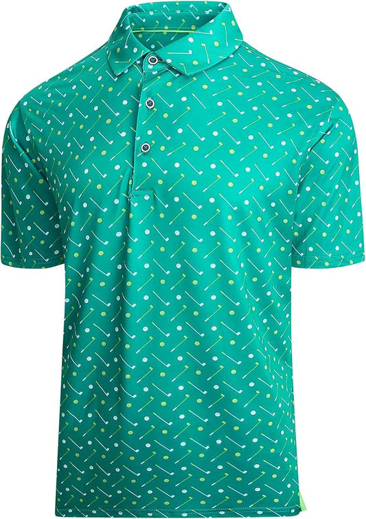 Damipow Premium Golf Shirts for Men Dry Fit Performance Polo Short Sleeve Collared Shirt