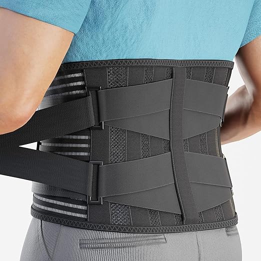 Modvel Back Brace for Lower Back Pain Women and Men – Lumbar Support Belt for Sciatica, Herniated Disc, Muscle Strain – Adjustable Breathable Work Brace with 6 Stays – Support for Posture– Size L