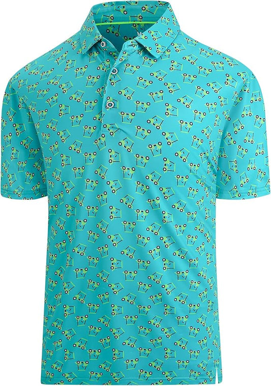 Damipow Premium Golf Shirts for Men Dry Fit Performance Polo Short Sleeve Collared Shirt