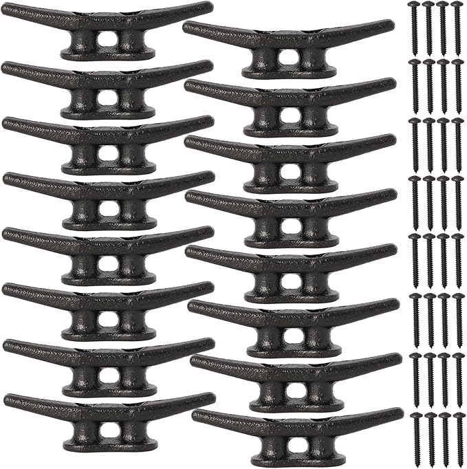 4 inch Dock Cleats 4/6/8/12/16/20/24 Pack,Boat Dock Cleats Rope Cleat Marine Cleats Iron Boat Cleats with Hardware ldeal for Deck,Nautical Decor,Cleats for Boat Dock,Boat Tie Down Cleats