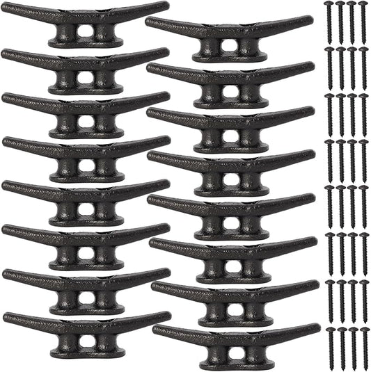 4 inch Dock Cleats 4/6/8/12/16/20/24 Pack,Boat Dock Cleats Rope Cleat Marine Cleats Iron Boat Cleats with Hardware ldeal for Deck,Nautical Decor,Cleats for Boat Dock,Boat Tie Down Cleats