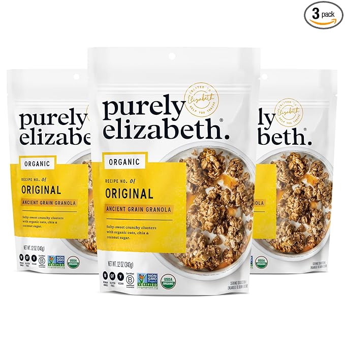 Purely Elizabeth Organic Original, Ancient Grain Granola, Gluten-Free, Non-GMO (3 Ct, 12oz Bags)